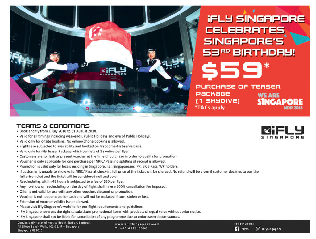 iFly国庆特价 飞一下只要S$59-热点新加坡
