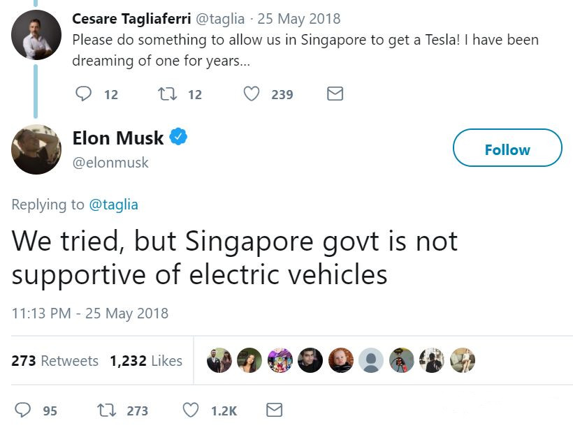 电动汽车特斯拉Tesla一直不来新加坡的原因竟然是……-热点新加坡