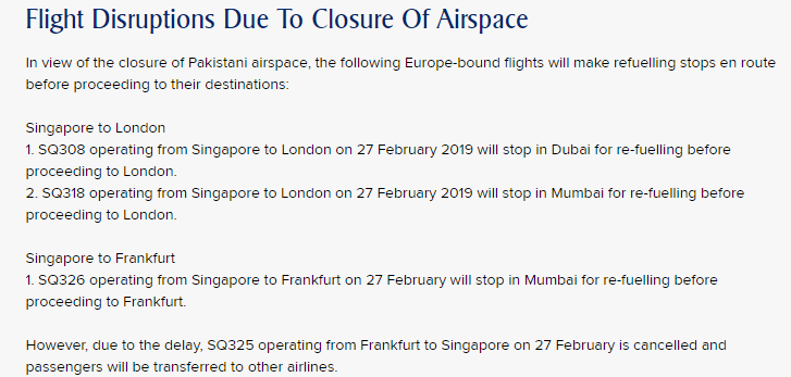 印度和巴基斯坦发生冲突 新加坡的多个航班都被停班或改道了-热点新加坡